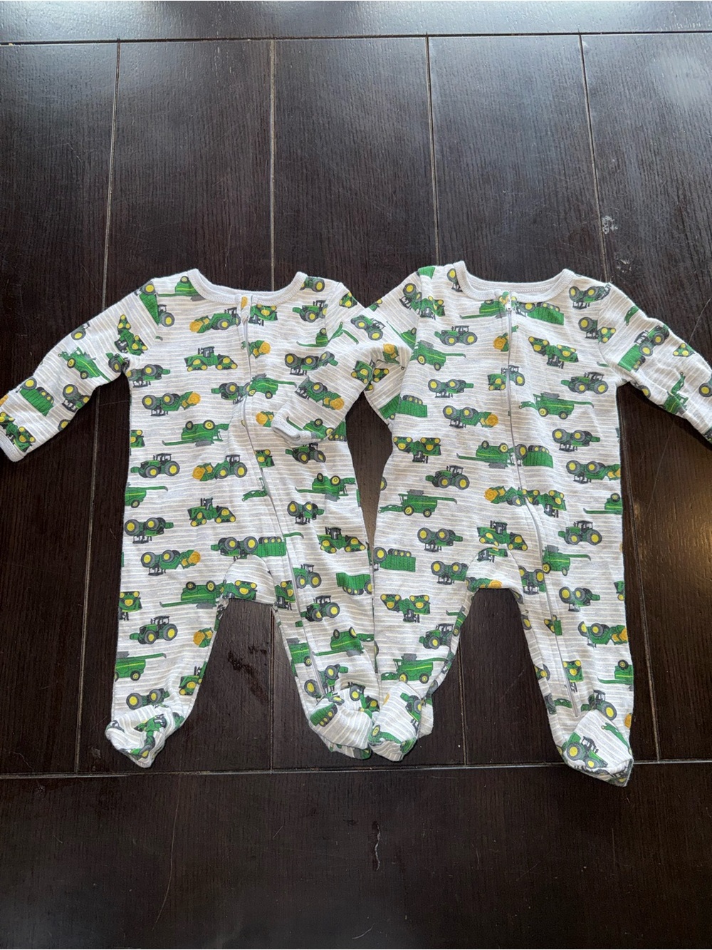 John Deere Green Tractor Print Footed One-Piece Set